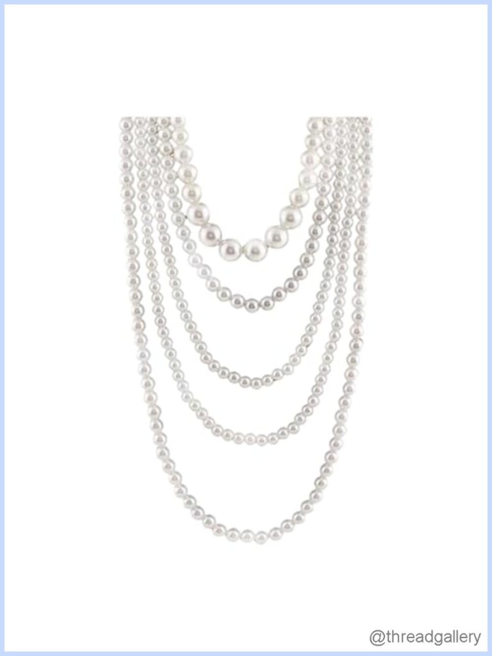 Multi Strand Layered Faux Pearl Necklace Set 5 Layer Long Chunky Costume Jewelry